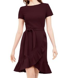 Calvin Klein Ruffled Tulip-Hem Crepe Dress sz 4
